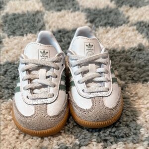 Adidas Kids' White, Gray, and Green Sneakers